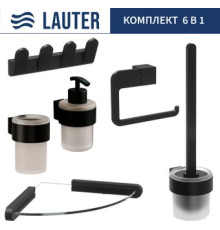 Набор аксессуаров для ванной Lauter 21TS3019 + 21TS3021 + 21TS3009 + 21TS3015 + 21TS3008 + 21TS3023 Matt Black, 6 предметов