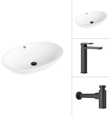 Умывальник Lauter 21709 + Cascade 21СК0655BS с сифоном 21635B черный матовый