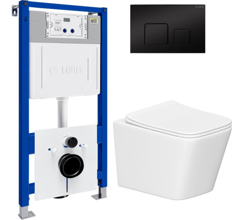 Унитаз подвесной Lauter Square 214903 с кнопкой 219704F квадратная, черный