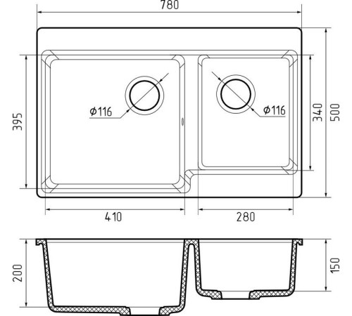 Кухонная мойка GranFest GF-LV-780K черный