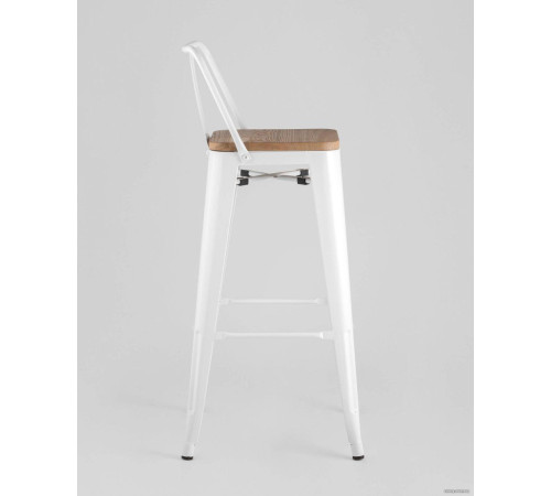 Стул Stool Group Tolix Wood со спинкой YD-H675E-W LG-02 белый глянцевый/светлое дерево