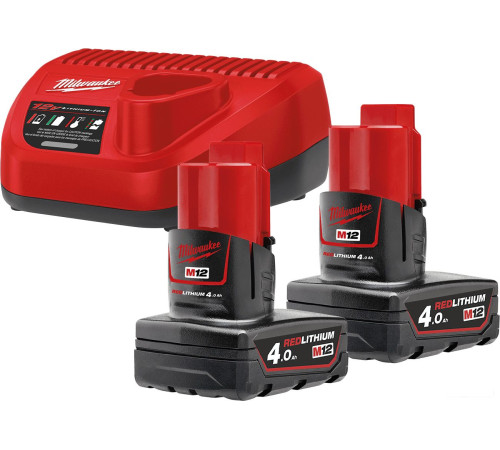 Аккумулятор с зарядным устройством Milwaukee M12 M12NRG-402 4933459211 2 x 12В/4 Ач + 12В