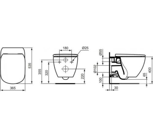 Унитаз Ideal Standard Tesi T0079V1 без сиденья