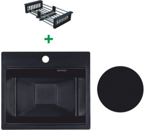 Кухонная мойка Marblan Comfort 48 оникс, с сифоном и колландером