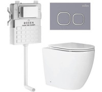 Унитаз приставной Roxen Antares в комплекте с инсталляцией Attach 5 в 1 966977 кнопка: серый бетон