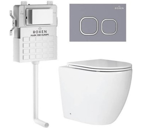 Унитаз приставной Roxen Antares в комплекте с инсталляцией Attach 5 в 1 966977 кнопка: серый бетон