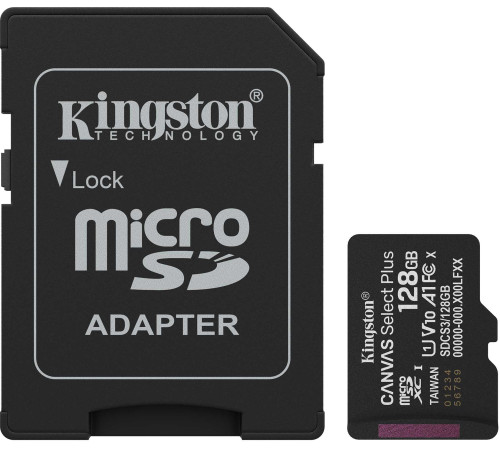 Карта памяти Kingston Canvas Select Plus microSDXC 128GB SDCS3/128GB с адаптером