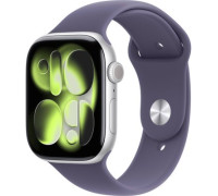 Умные часы Apple Watch Series 11 46 мм алюминиевый корпус, серебристый/фиолетовый туман, спортивный силиконовый ремешок S/M