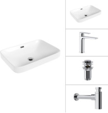 Умывальник Lauter 21441A + Reef 21CK678C + сифон 21635CH + донный клапан 21190CH хром