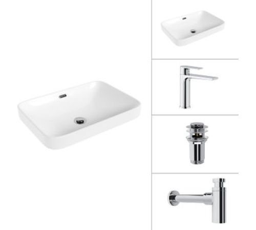 Умывальник Lauter 21441A + Reef 21CK678C + сифон 21635CH + донный клапан 21190CH хром