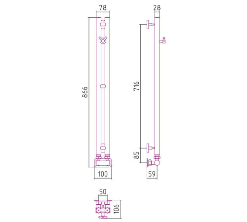Полотенцесушитель Сунержа Нюанс EU50+ 840х50 071-0212-0840