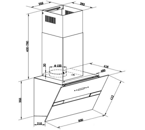 Кухонная вытяжка MAUNFELD Mersey 60 нержавеющая сталь/белое стекло