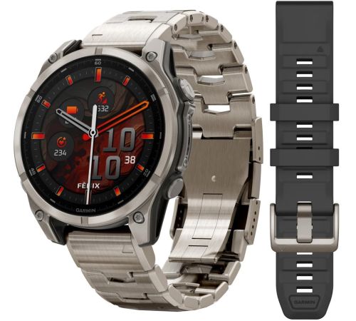 Умные часы Garmin Fenix 8 Sapphire, Titanium 47мм светло-серый, титановый ремешок