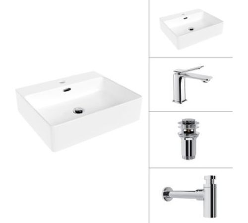 Умывальник Lauter 21478 + Allure 21C618С + сифон 21635CH + донный клапан 21190CH хром