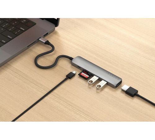 Док-станция Satechi 6-in-1 USB-C Slim Multiport Adapter ST-P6SM серый