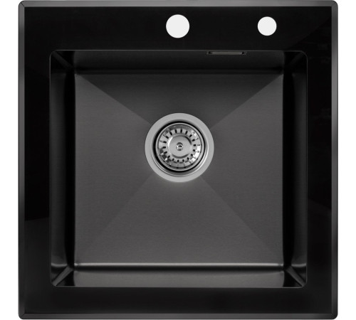 Кухонная мойка ARFEKA ECO AR 500*500 GS BLACK GLASS + BLACK PVD NANO