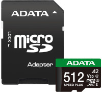 Карта памяти ADATA SPEED PLUS microSDXC 512GB UD512GUI3V30A2SP-RA1 с адаптером