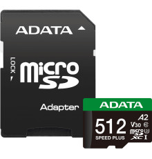 Карта памяти ADATA SPEED PLUS microSDXC 512GB UD512GUI3V30A2SP-RA1 с адаптером