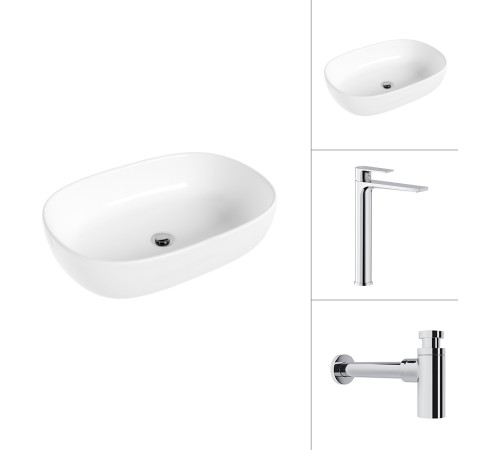 Умывальник Lauter 21836 + Reef 21CK8678C с сифоном 21635CH хром