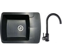 Кухонная мойка БелЭворс Flexi L + смеситель W4998-3-22 черный
