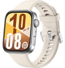 Умные часы Huawei Watch FIT 4 серебристый, с бежевым силиконовым ремешком, международная версия