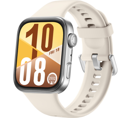 Умные часы Huawei Watch FIT 4 серебристый, с бежевым силиконовым ремешком, международная версия