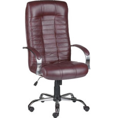 Офисное кресло Деловая обстановка Атлант Хром бордовый, кожа люкс