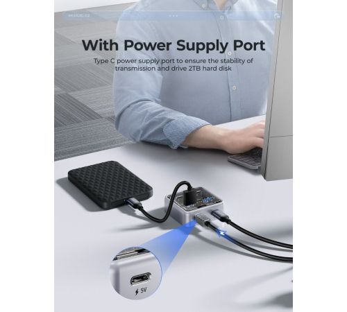 USB-хаб Orico XHJ2U2C-G2-10-GY-BP