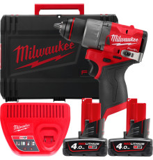 Дрель-шуруповерт Milwaukee M12 FUEL M12FDD2-402X 4933479874 с 2-мя АКБ 4 Ач, кейс