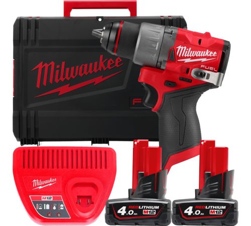 Дрель-шуруповерт Milwaukee M12 FUEL M12FDD2-402X 4933479874 с 2-мя АКБ 4 Ач, кейс