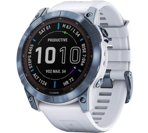 Умные часы Garmin Fenix 7X Sapphire Solar голубой минерал/белый камень