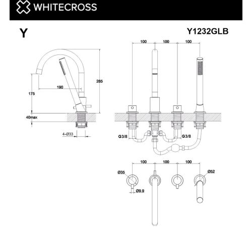 Смеситель Whitecross Y Y1232GLB брашированное золото