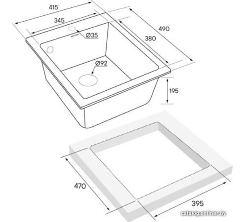 Кухонная мойка Paulmark Kante 40 PM104249-DG темно-серый/графит