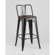 Стул Stool Group Tolix Wood со спинкой YD-H765E-W LG-01 черный глянцевый/темное дерево