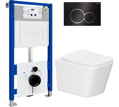 Унитаз подвесной Lauter Square 214903 с кнопкой 219704E круглая, черный