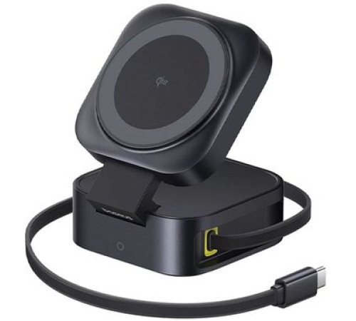 Сетевое зарядное Baseus PicoGo Series 2-in-1 Magnetic Wireless Charger Qi2 67W P10276800123-00 черный