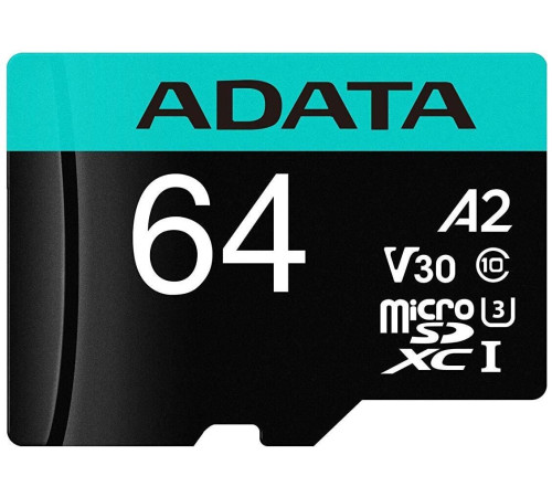 Карта памяти A-Data Premier Pro AUSDX64GUI3V30SA2-RA1 microSDXC 64GB с адаптером