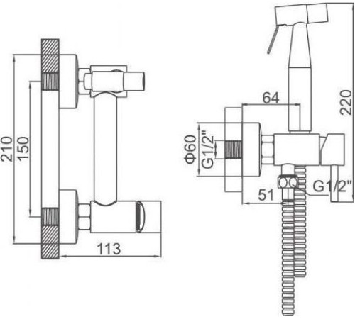 Смеситель с лейкой для биде Ledeme L75398-6
