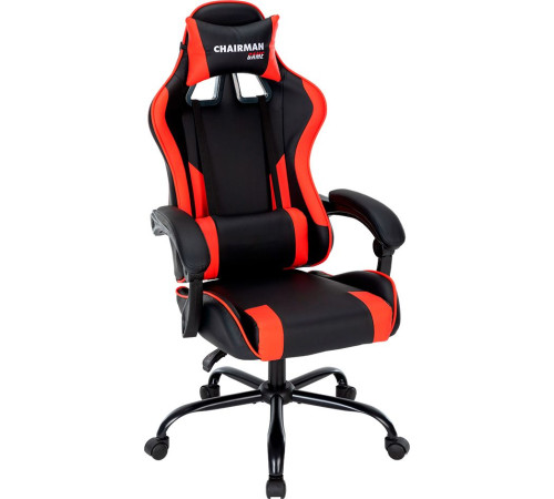 Игровое геймерское кресло CHAIRMAN CH41 экокожа, черно-красный