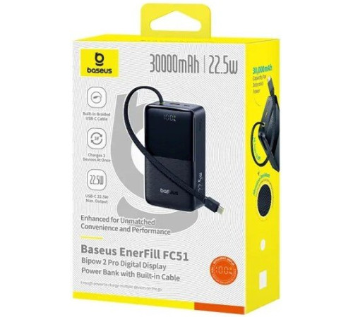 Внешний аккумулятор Baseus EnerFill FC51 Bipow2 Pro Power Bank 30000mAh черный