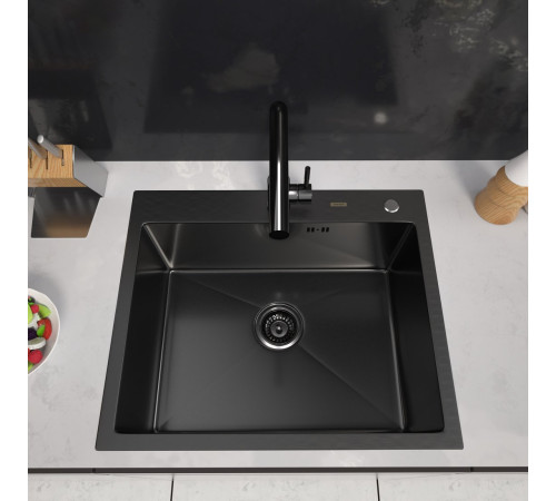 Кухонная мойка ARFEKA Eco AR 600*500 Black PVD Nano Decor Volcanic Rock