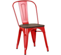 Стул Stool Group Tolix Wood YD-H440B-W LG-03 красный глянцевый/темное дерево