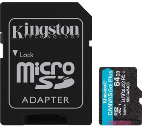 Карта памяти Kingston Canvas Go! microSDXC 64GB SDCG4/64GB с адаптером
