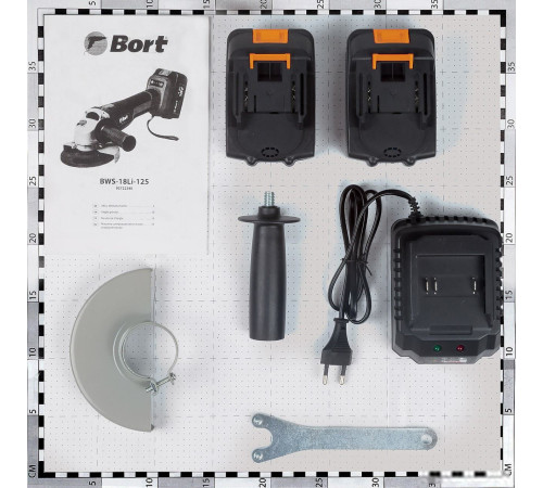 Угловая шлифмашина Bort BWS-18Li-125 с 2-мя АКБ