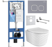 Унитаз подвесной Roxen Vine Tornado в комплекте с инсталляцией StounFix Dual Fresh 6 в 1 979019 кнопка: серый гранит