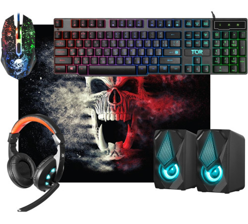 Клавиатура + мышь с ковриком + наушники + колонки Defender Tor MHP-127