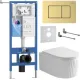 Унитаз подвесной Roxen Royal Matt в комплекте с инсталляцией StounFix Dual Fresh 6 в 1 968299 кнопка: брашированное золото