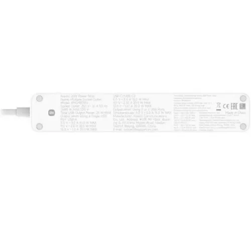 Удлинитель Xiaomi Mi Power Strip 20W 2C1A XMCXB01EU USB Type-A + 2 USB Type-C, белый, международная версия
