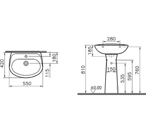 Умывальник Vitra Normus 55x42 9600B003-7650