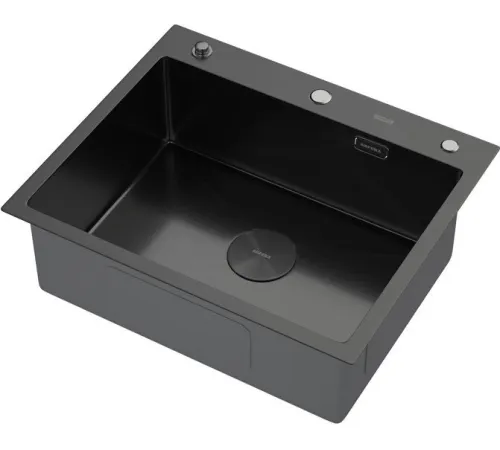 Кухонная мойка ARFEKA ECO AR мойка 600*500 POP-UP, коландер F, дозатор BLACK DECOR VOLCANIC ROCK